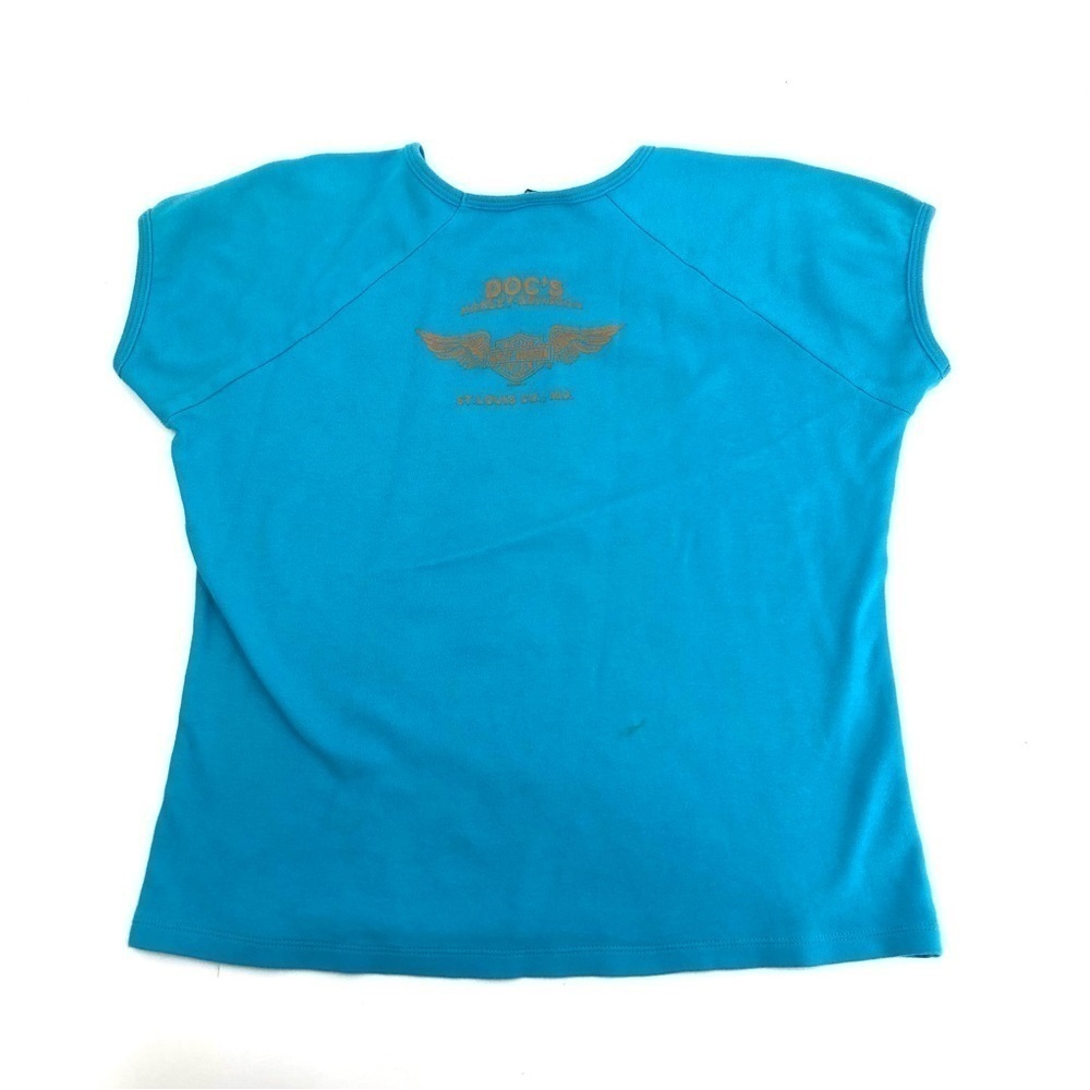 Harley Davidson Size Large Shirt Short Sleeve Top Blue Docs St. Louis Missouri - Picture 3 of 10